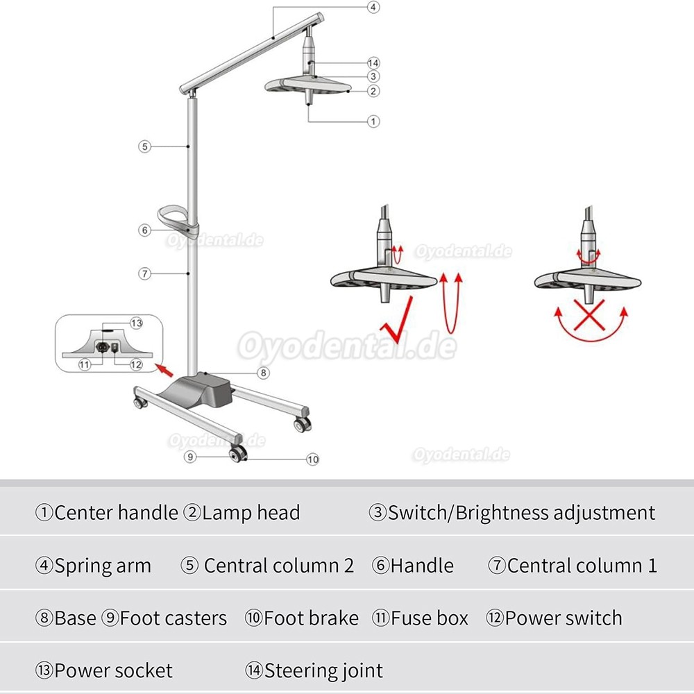 KWS KD-2018L-1 70W Mobile Dental LED OP-Leuchte Schattenfrei Standger&auml;t 50000 Lux